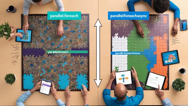 Featured image for Difference Between Parallel.ForEach and Parallel.ForEachAsync in C#